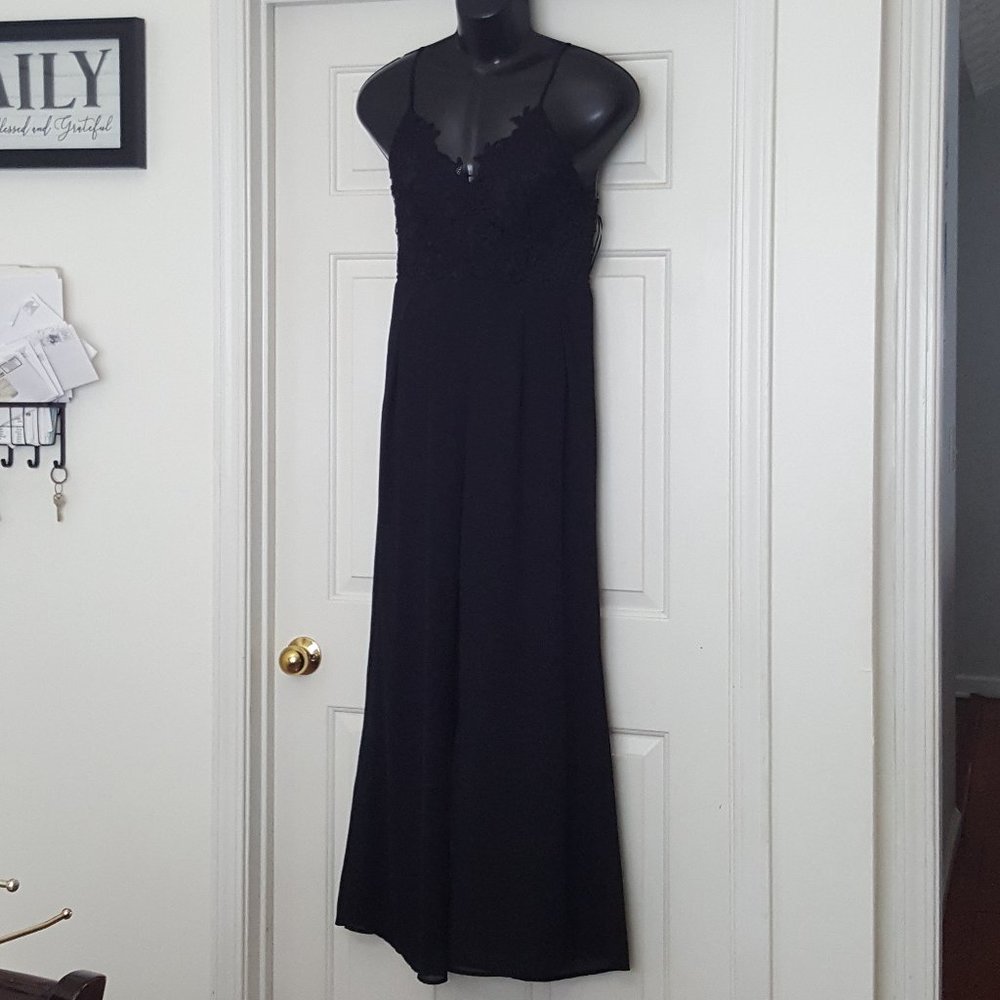 Love Tree Los Angeles Size L Jump Suit Women Black Rompers Tie Neck Stylish